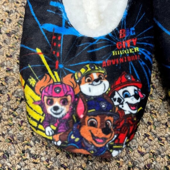 Toddler Boys Paw Patrol Slippers Nickelodeon Black Plush Slip On Non Slip - Picture 3 of 4